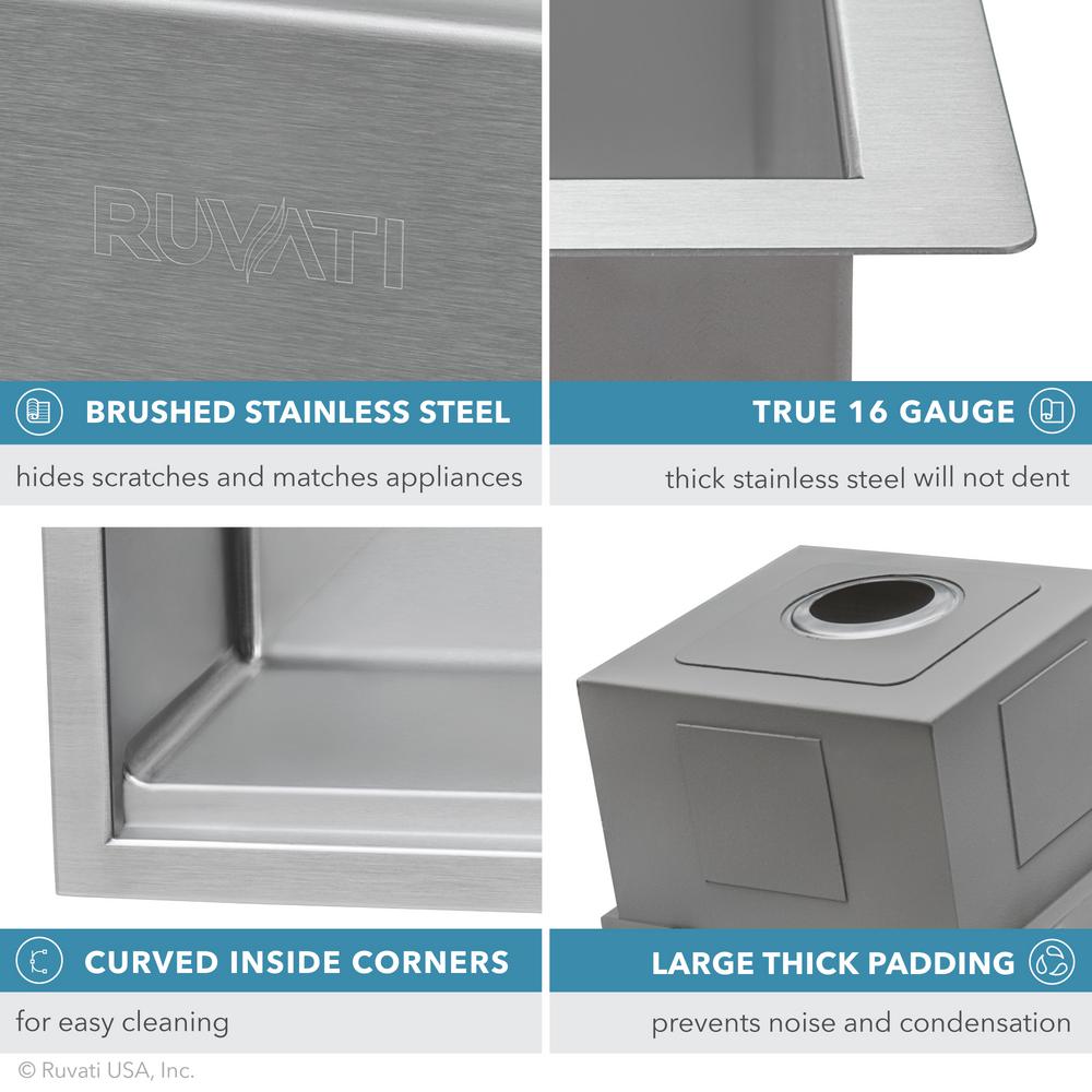 Apron-Front Stainless Steel 33 in. 16-Gauge Workstation Single Bowl Farmhouse Kitchen Sink