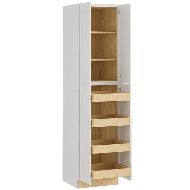 Home Decorators Collection Newport 24 in. W x 24 in. D x 90 in. H Assembled Plywood Pantry Kitchen Cabinet in Pacific White with 4ROT Soft Close