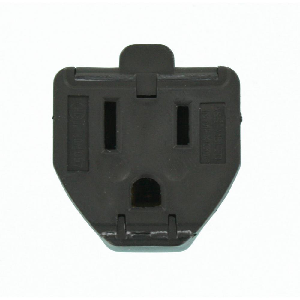 15 Amp 125-Volt 2-Pole 3-Wire Grounding Cord Outlet, Black - Super Arbor