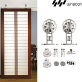 5 ft./60 in. Stainless Steel Sliding Barn Door Hardware Kit Spoke Wheel for Single Door with Non-Routed Floor Guide - Super Arbor