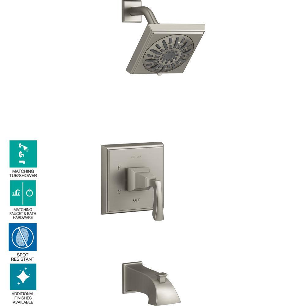 Kallan Rite-Temp Single-Handle 1-Spray Tub and Shower Faucet in Vibrant Brushed Nickel (Valve Included) - Super Arbor