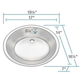 MR Direct Dual-Mount Bathroom Sink in Stainless Steel with Pop-Up Drain in Brushed Nickel