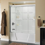 Simplicity 60 in. x 58-1/8 in. Semi-Frameless Traditional Sliding Bathtub Door in Chrome with Transition Glass - Super Arbor