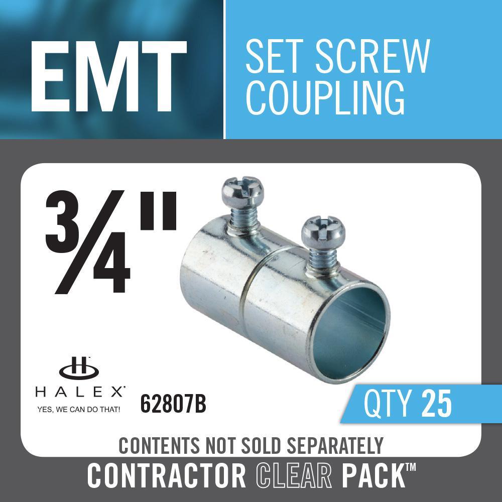 3/4 in. Electrical Metallic Tube (EMT) Set-Screw Coupling (25 Pack) - Super Arbor