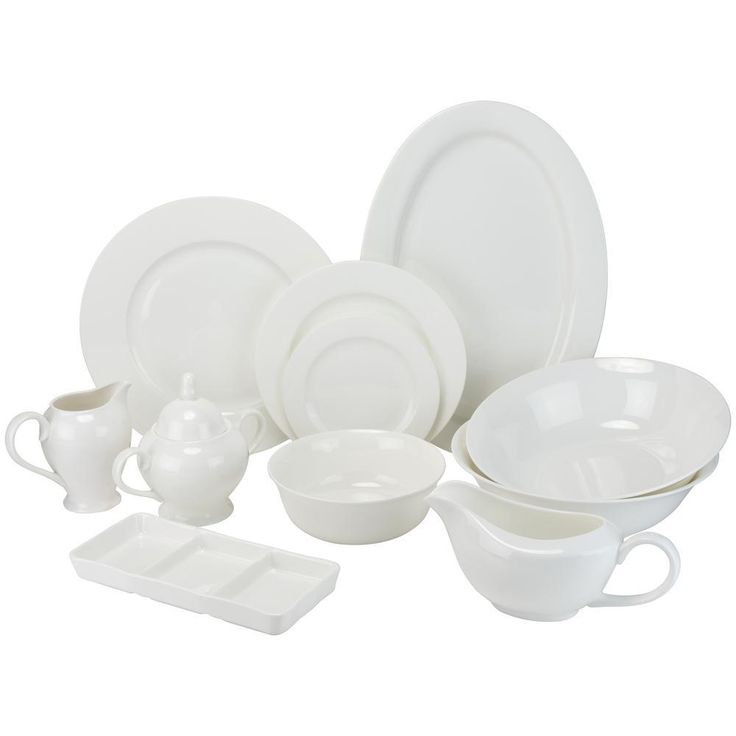 32-Piece Casual White Bone China Dinnerware Set
