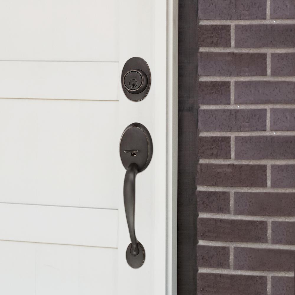 Coventry Oil-Rubbed Bronze Door Handleset with Cambridge Knob Interior and Single Cylinder Deadbolt - Super Arbor