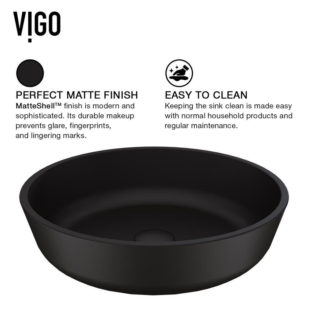 Black Round Modus MatteShell Glass Bathroom Vessel Sink - Super Arbor