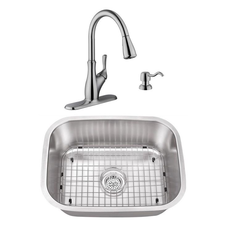 Undermount Stainless Steel 23-7/16 in. Small Single Bowl Utility Sink with Brushed Nickel Faucet