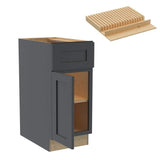 Newport 18 in. W x 24 in. D x 34.5 in. H Assembled Plywood Base Kitchen Cabinet in Deep Onyx with Knife Block LH