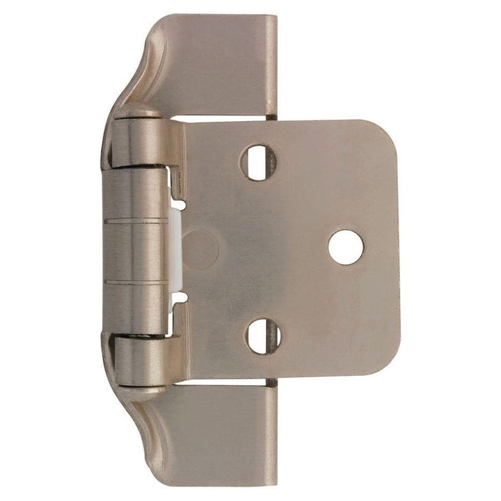 Satin Nickel Semi-Wrap 1/2 in. Overlay Cabinet Hinge (1-Pair)