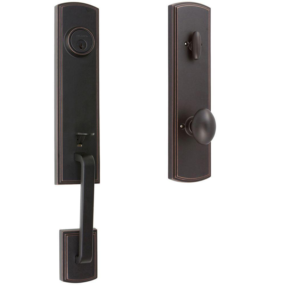 Italian Collection Briona Single Cylinder Edged Bronze Door Handleset with Canova Interior Right-Hand - Super Arbor