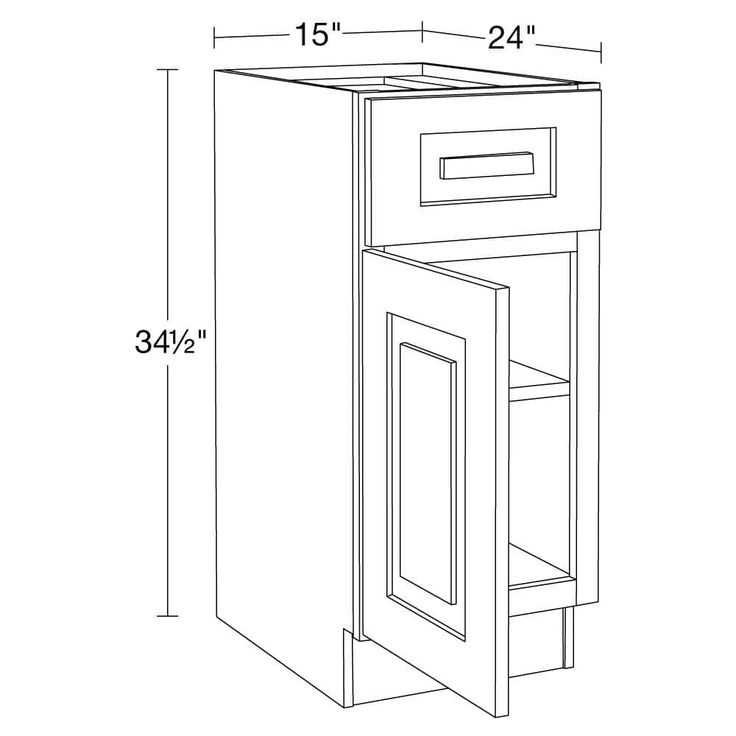 Home Decorators Collection Grayson 15 in. W x 24 in. D x 34.5 in. H Assembled Plywood Base Kitchen Cabinet in Pacific White with Soft Close LH