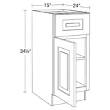 Home Decorators Collection Grayson 15 in. W x 24 in. D x 34.5 in. H Assembled Plywood Base Kitchen Cabinet in Pacific White with Soft Close LH