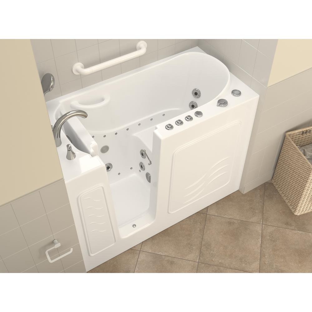 HD Series 53 in. Left Drain Quick Fill Walk-In Whirlpool and Air Bath Tub with Powered Fast Drain in White - Super Arbor