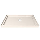 DreamLine SlimLine 48 in. x 32 in. Single Threshold Shower Base, Biscuit, Center Drain