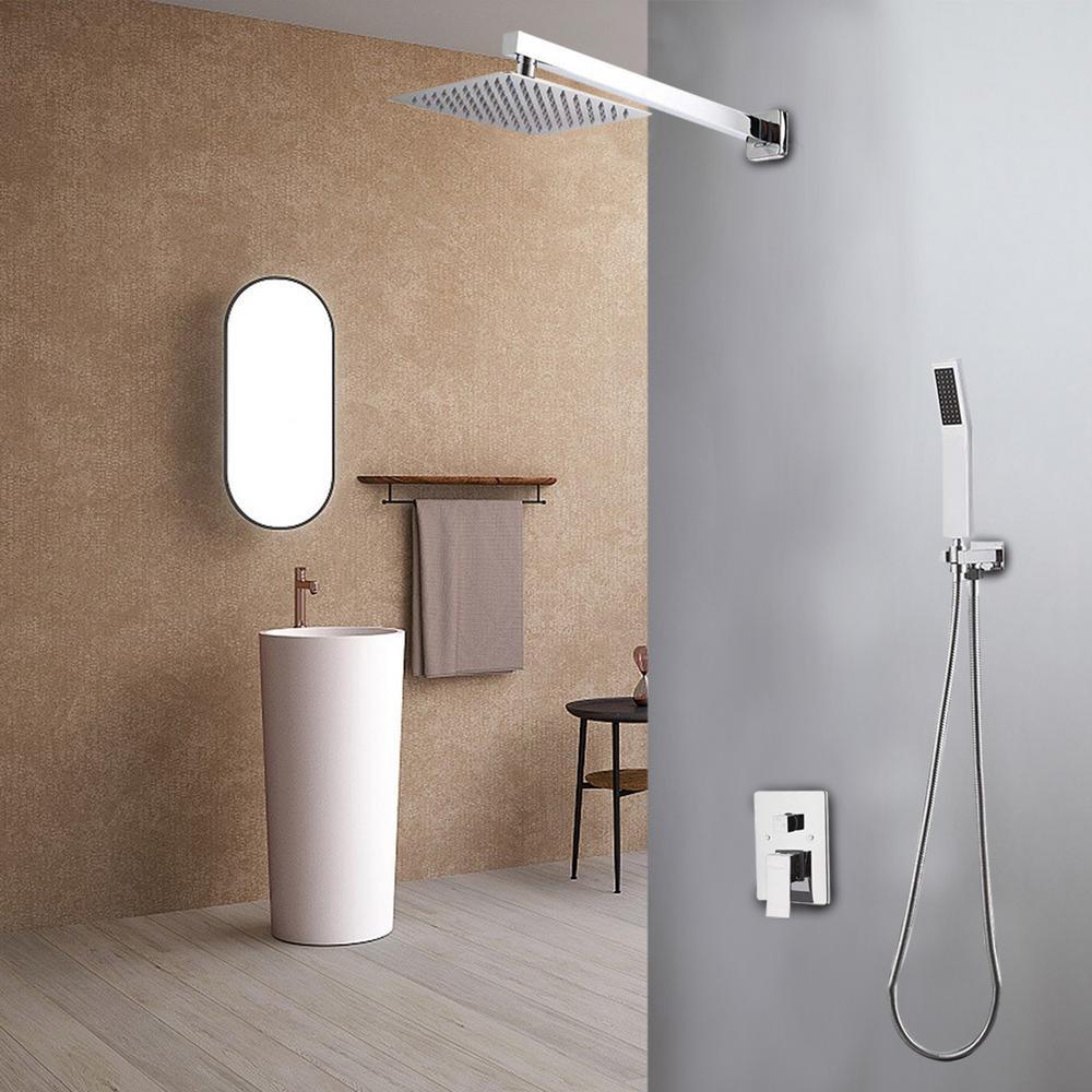 1-Spray Patterns with 1.5 GPM 10 in. Wall Mount Dual Shower Heads in Chrome - Super Arbor