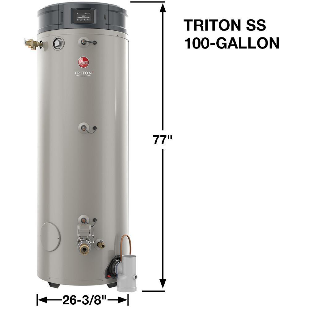 Commercial Triton Premium Heavy Duty High Eff 100 Gal. 200K BTU ULN Natural Gas ASME Power Direct Vent Tank Water Heater - Super Arbor