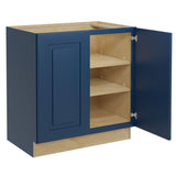 Home Decorators Collection Grayson 33 in. W x 24 in. D x 34.5 in. H Assembled Plywood Full Height Door Base Kitchen Cabinet in Mythic Blue