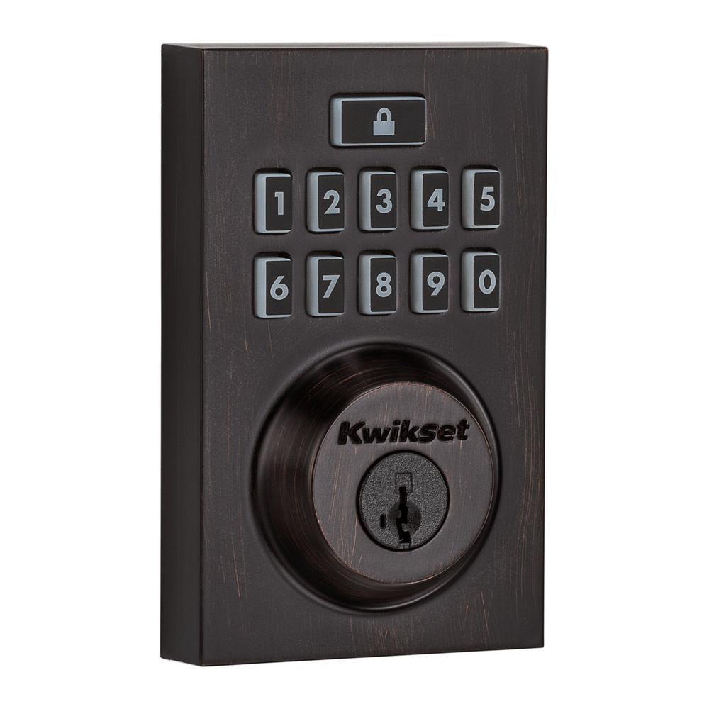 SmartCode 913 Contemporary Venetian Bronze Electronic Deadbolt with San Clemente Handleset and Halifax Interior Lever - Super Arbor