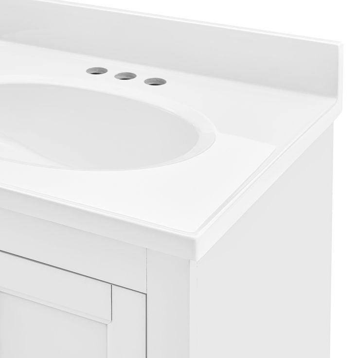 Style Selections Lowry 25-in White Single Sink Bathroom Vanity with White Acrylic Top
