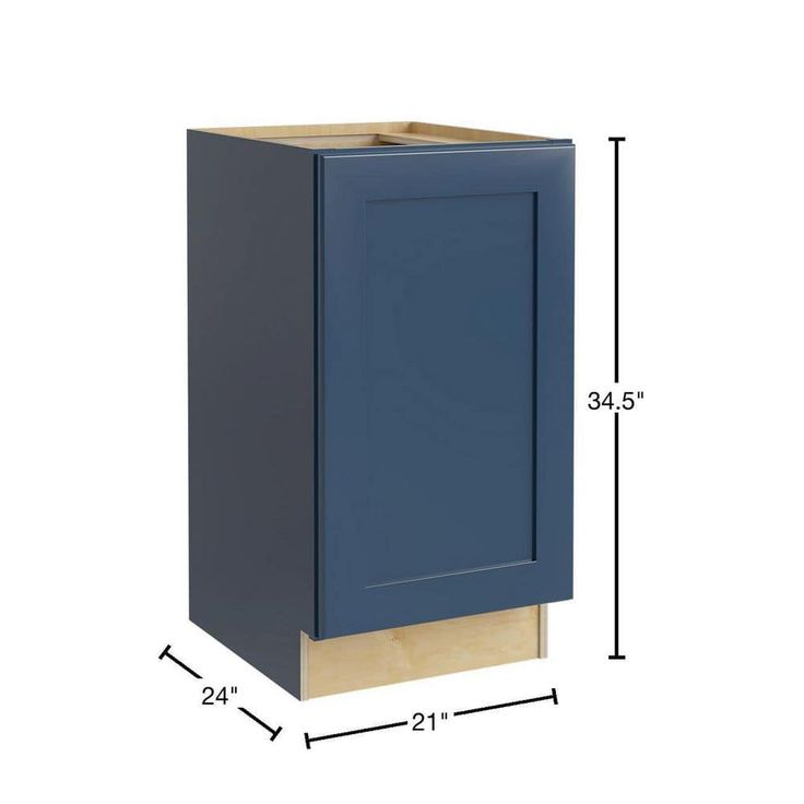 Home Decorators Collection Newport 21 in. W x 24 in. D x 34.5 in. H Assembled Plywood Full Height Door Base Kitchen Cabinet in Mythic Blue RH