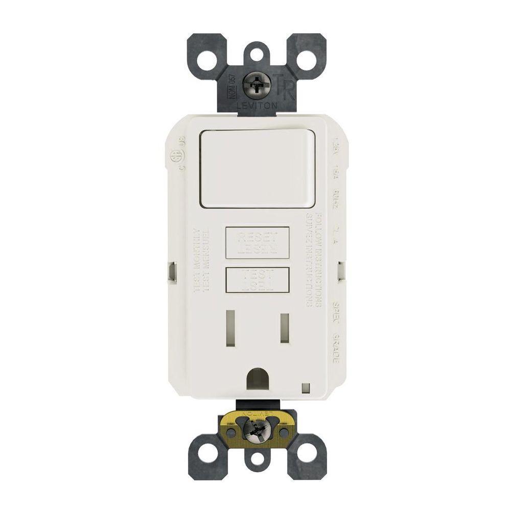 15 Amp 125-Volt Combo Self-Test Tamper-Resistant GFCI Outlet and Switch, White - Super Arbor