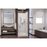 Flex 32 in. x 32 in. x 76.75 in. Pivot Shower Kit Door in Brushed Nickel with Center Drain White Base and Back Walls Kit - Super Arbor