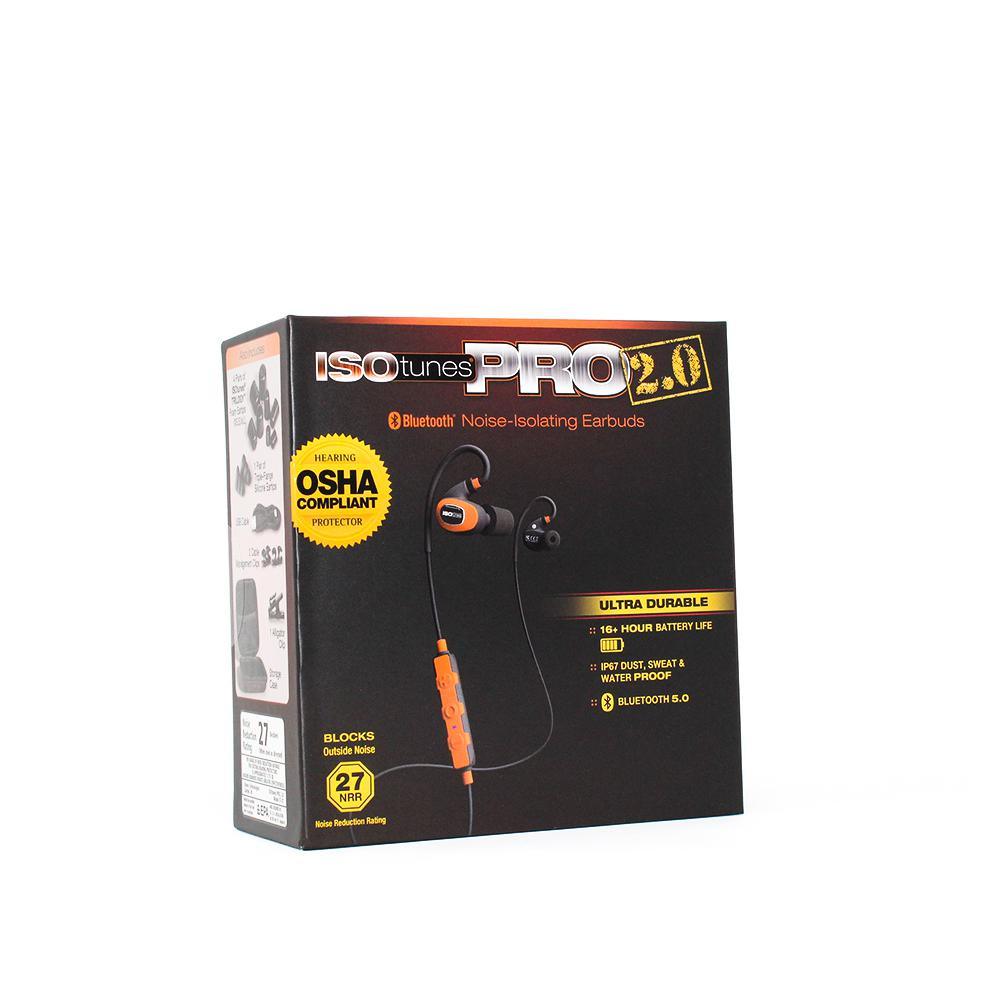PRO 2.0 Noise Reducing Bluetooth Safety Earbuds 27 NRR, 16-Hour Battery OSHA Compliant Work Headphones in Orange - Super Arbor