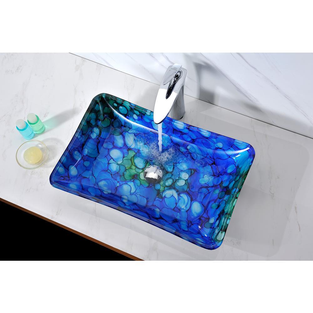Avao Deco-Glass Vessel Sink in Lustrous Blue - Super Arbor
