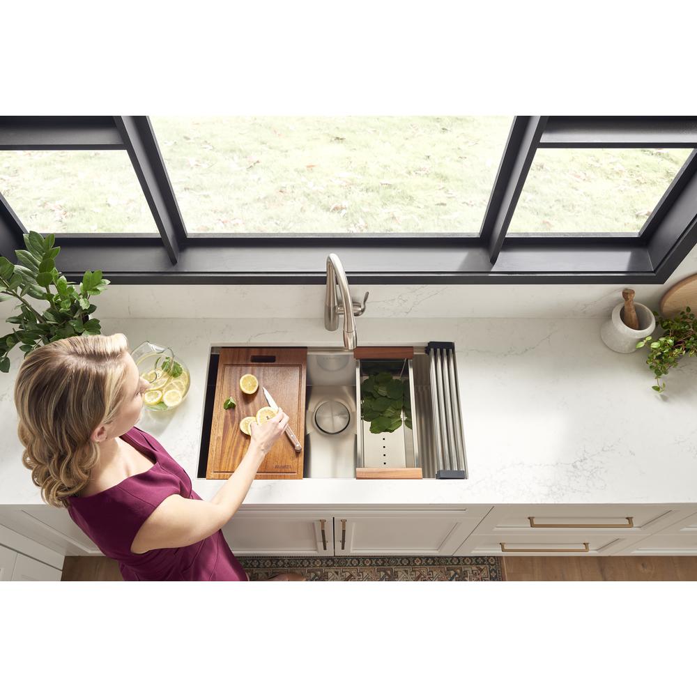 33 in. Double Bowl 50/50 Undermount 16-Gauge Stainless Steel Ledge Workstation Kitchen Sink with Accessories - Super Arbor