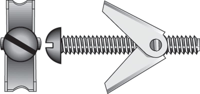 Hillman 3/16 in. Diameter x 3 in. Length Round Steel Toggle Bolts, Zinc-Plated, 2-Pack