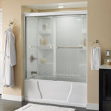 Lyndall 60 in. x 58-1/8 in. Semi-Frameless Traditional Sliding Bathtub Door in Nickel with Tranquility Glass - Super Arbor