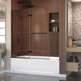 DreamLine Aqua Ultra 48 in. W x 58 in. H Semi-Frameless Hinged Tub Door, Brushed Nickel