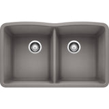 DIAMOND Undermount Granite Composite 32.06 in. 50/50 Double Bowl Kitchen Sink in White - Super Arbor