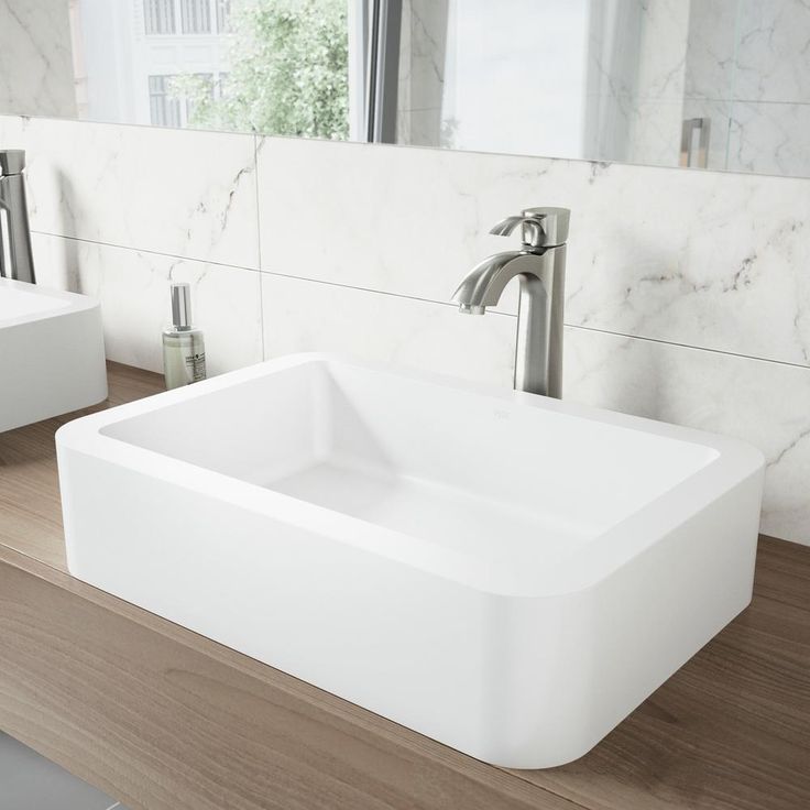 VIGO Petunia Handmade Matte Stone Rectangle Vessel Bathroom Sink in Matte White