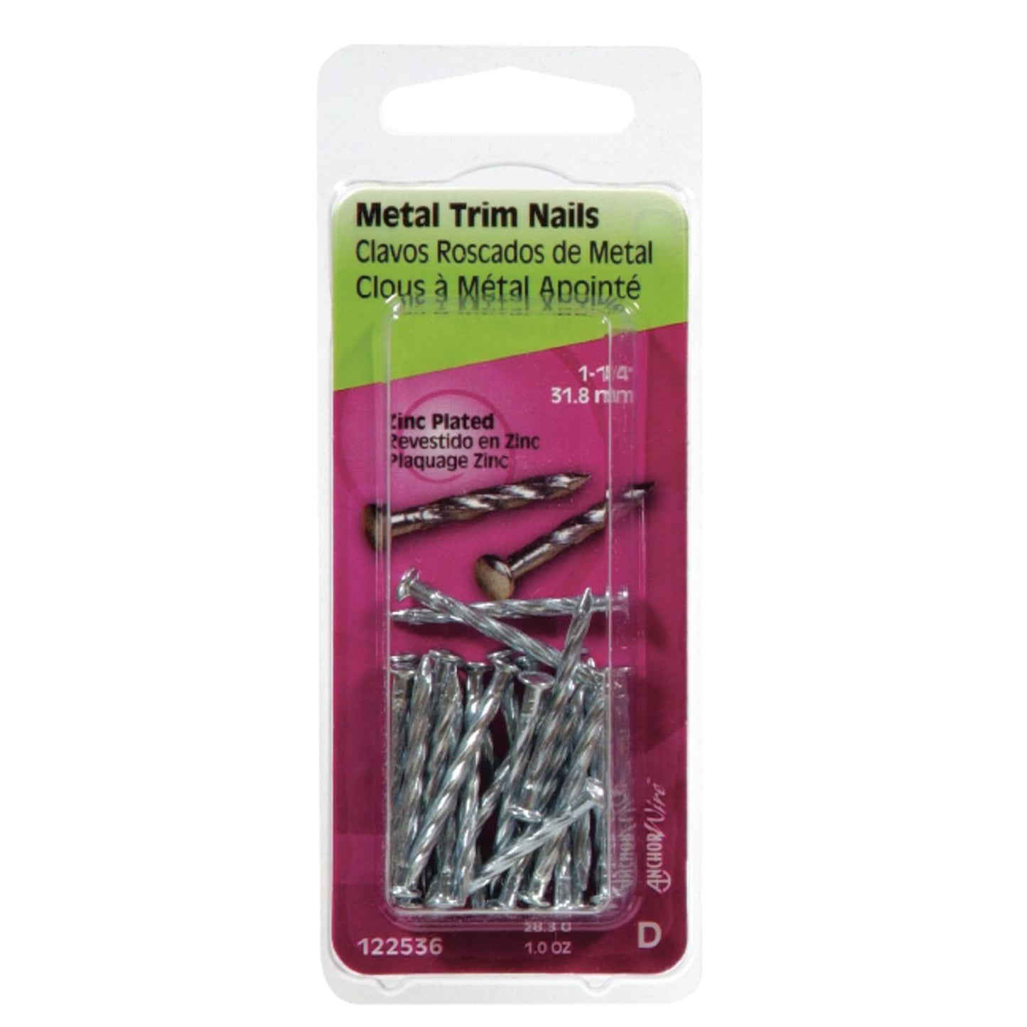 Hillman 1-1/4 in. Trim Zinc-Plated Steel Nail, Flat Head