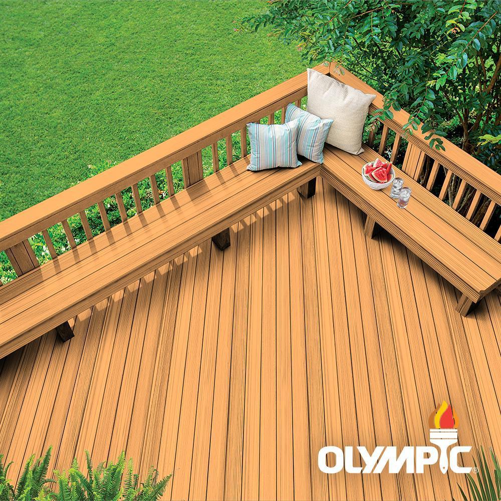 Olympic Elite 3 gal. Mahogany Blaze Woodland Oil Transparent Advanced Exterior Stain and Sealant in One - Super Arbor