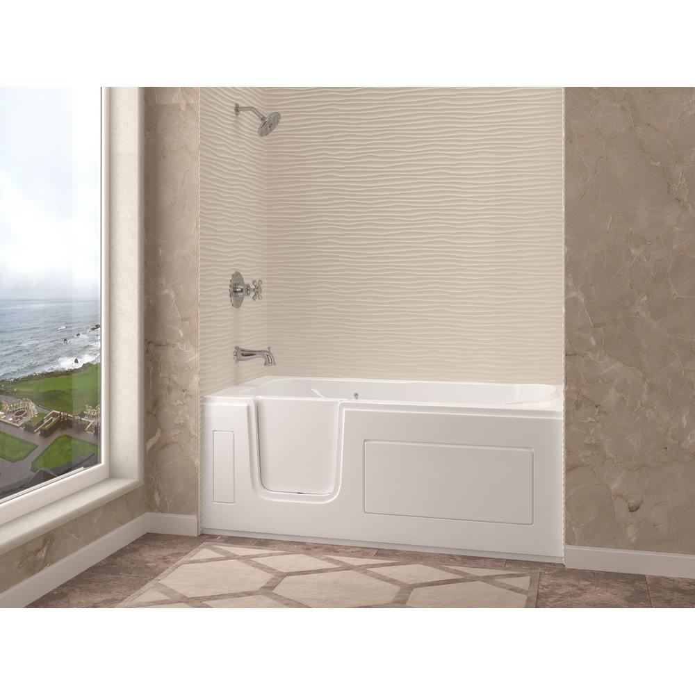 HD Series 60 in. Left Drain Step-In Walk-In Soaking Bath Tub with Low Entry Threshold in White - Super Arbor