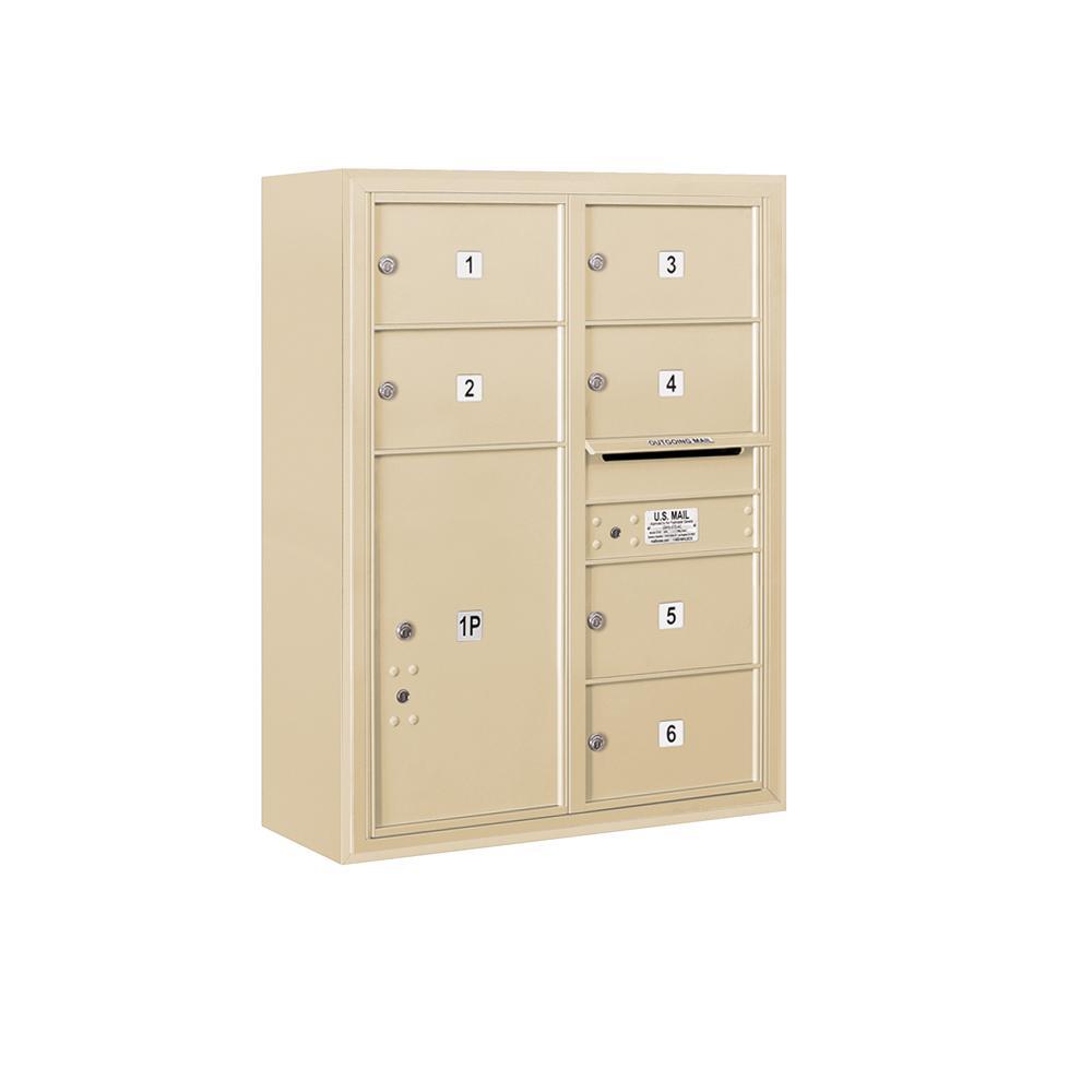 3800 Horizontal Series 6-Compartment with 1-Parcel Locker Surface Mount Mailbox - Super Arbor