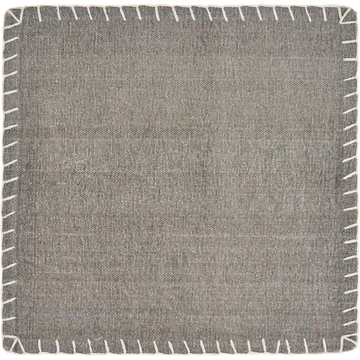 Neutral 15 in. x 15 in. Gray Embroidered Edge Square Cotton Placemat (Set of 4)