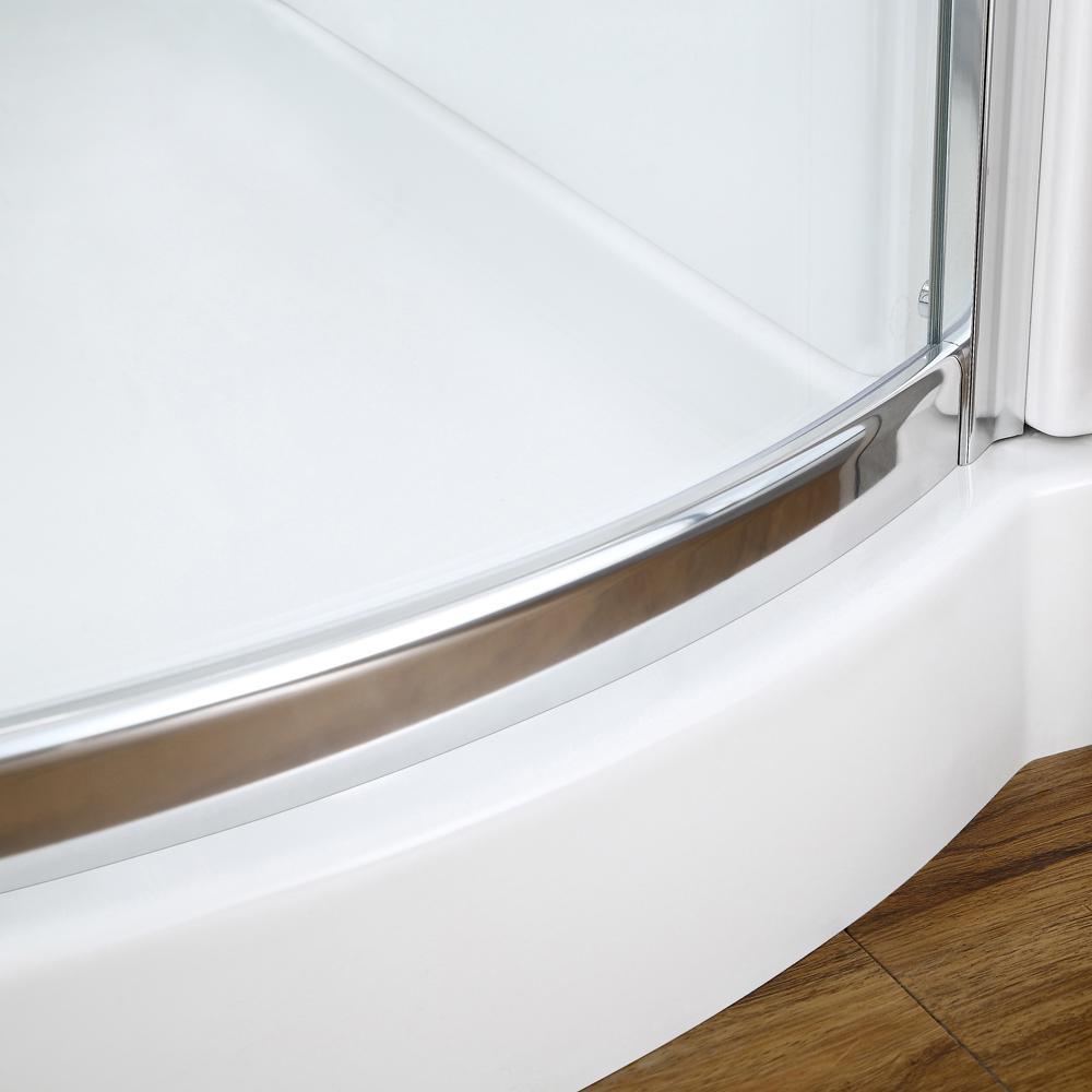 Maia 38 in. x 79.50 in. Corner Drain Corner Shower Kit in Clear and Chrome - Super Arbor