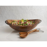 20 in. 32 oz. Braid Wooden Salad Bowl with Servers