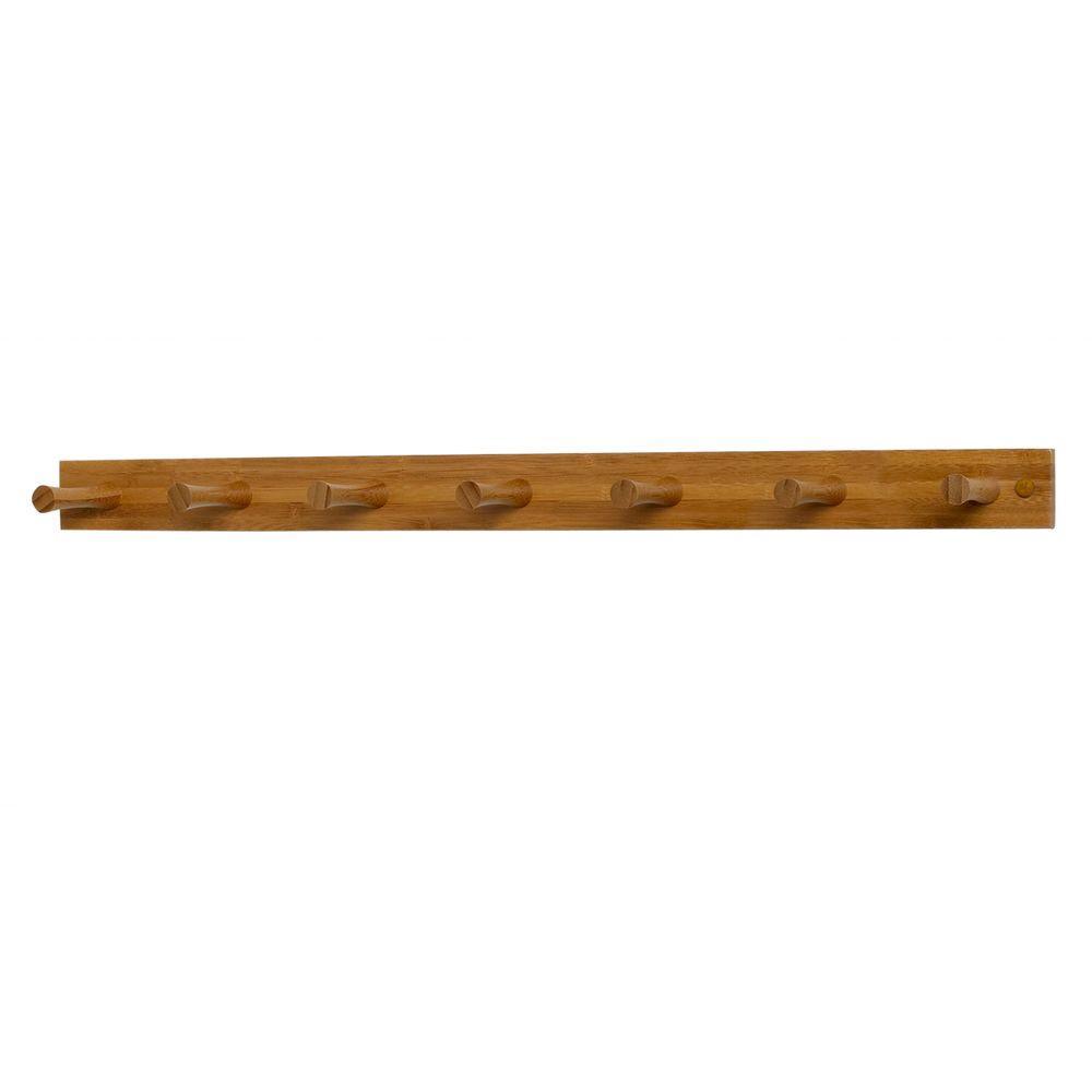 24 in. L Decorative White 7-Peg Wall Mount Wood Rack - Super Arbor