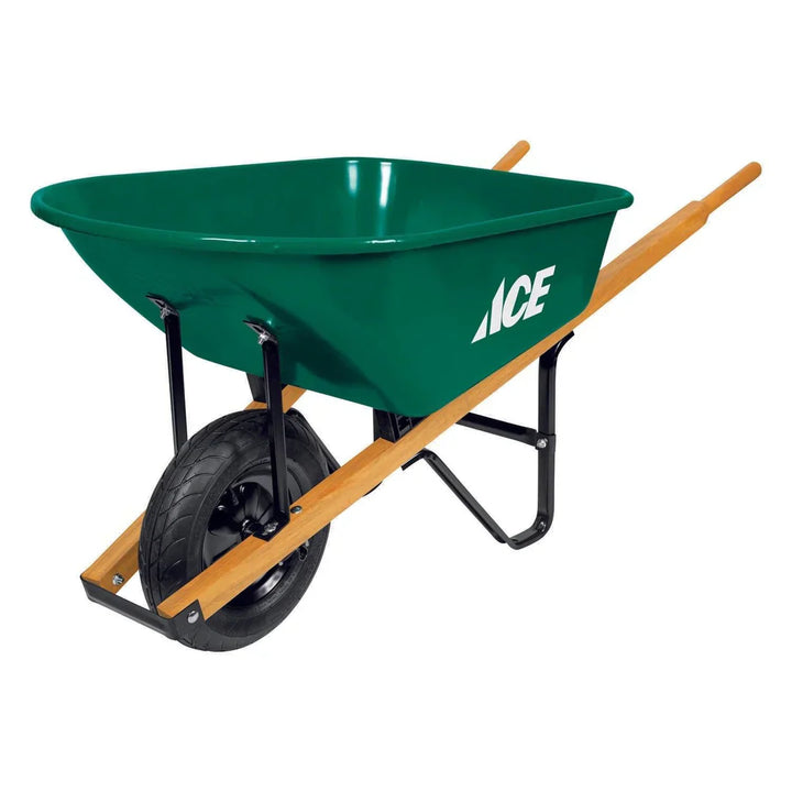 Ace Steel Residential Wheelbarrow — 6 cu ft Tray, Hardwood Handles