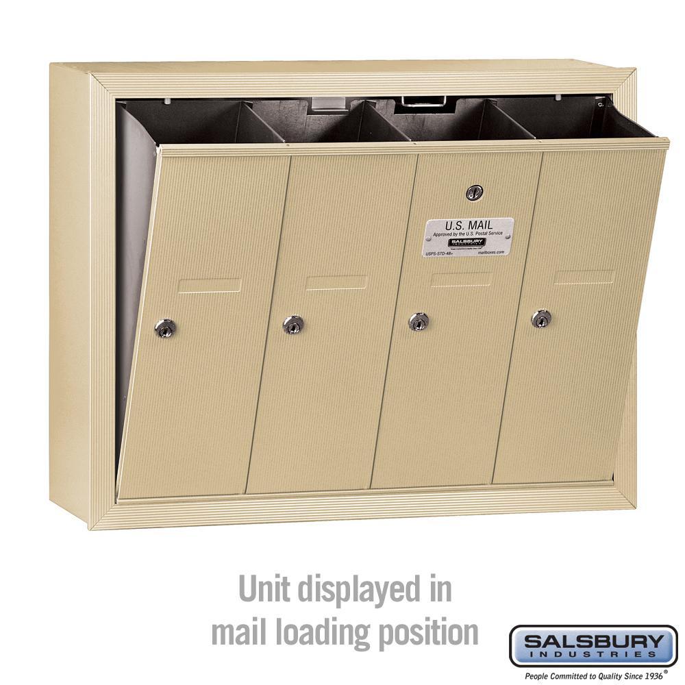 3500 Series Sandstone Surface-Mounted Private Vertical Mailbox with 4 Doors - Super Arbor