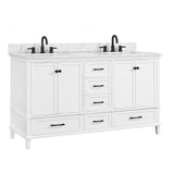 Merryfield 61 in. W x 22 in. D Bath Vanity in White with Marble Vanity Top in Carrara White with White Basin - Super Arbor