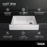 Whitehaven Farmhouse Undermount Apron Front Cast Iron 36 in. Double Bowl with Smart Divide Kitchen Sink in White - Super Arbor