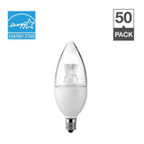 Simply Conserve 40W Equivalent Soft White 2700K Candelabra Dimmable 25,000-Hour Clear LED Light Bulb (50-Pack)