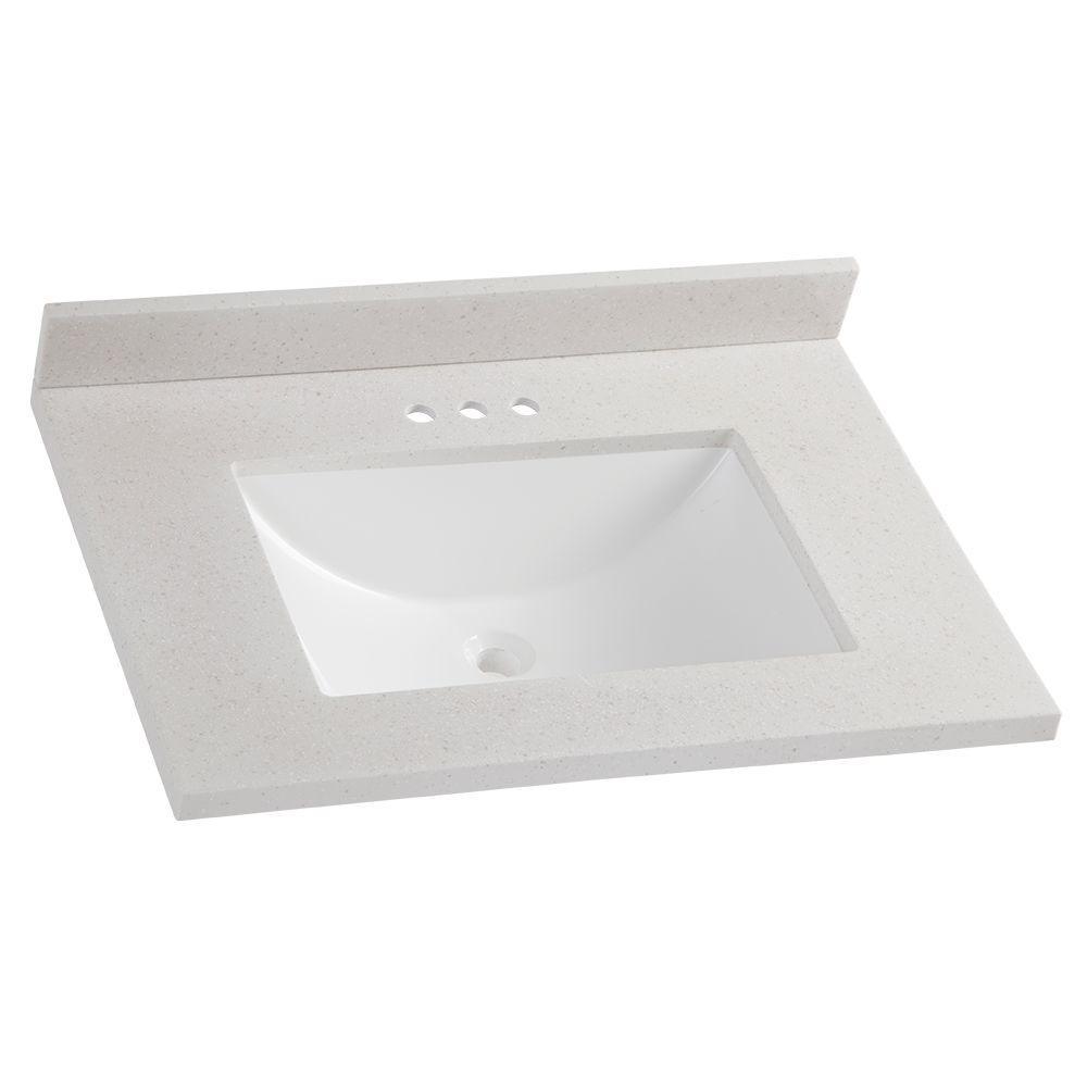 37 in. W x 22 in. D Stone Effects Vanity Top in Cold Fusion with White Sink - Super Arbor