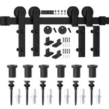 9 ft./108 in. Single Track Bypass Sliding Barn Door Hardware Kit for Double Doors Low Ceiling - Super Arbor